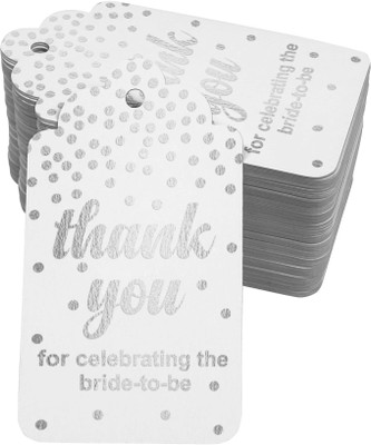 Inkdotpot Silver Foil Paper Thank You for Celebrating The Bridal Shower Tags 100 Pcs No Paper Label(White)
