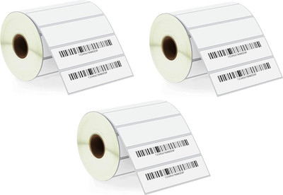 True-Ally (Chromo) Barcode Label Sticker-4x1in-1000 Labels/Roll-(Ribbon Required)-3 Rolls Self Adhesive Paper Label(White)