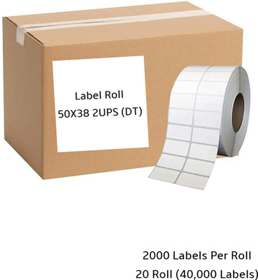 Semana DirectThermalBarcodeLabel50x38mm(2x1.5Inch)2UPS,2000LabelsPerRoll(PackOf20Rolls) Self Adhesive Paper Label(White)