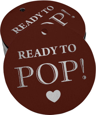 Inkdotpot Ready to Pop Baby Shower Bottle Tag Silver Foil Favor Hang Tags Pack of 100 No Paper Label(Brown)