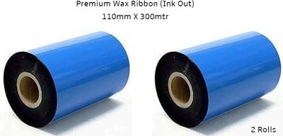 Semana 110mmX300mtr Thermal Transfer Barcode Premium Wax Ribbon (Ink Out)Pack Of 2Rolls Premium Wax Ribbon coated outside Paper Label(Black)