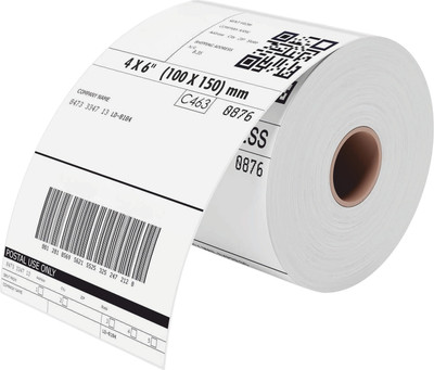 FlowEdge Direct Thermal Label Stickers 4x6 Inch (100x150mm), 400 Labels Roll for Shipping Self-Adhesive Paper Label(Plain)