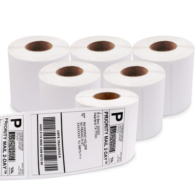 ATPOS 100*150MM Direct Thermal Barcode Sticker Roll 250 Labels Per Roll 4*6 Inch Self Adhesive Shipping Labels Paper Label(White Pack of 6)