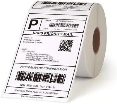 PeriPeri 4x6 Label Direct Thermal Labels Sticker, DT Roll 100mm x 150mm (400 Labels) Self Adhesive Paper Label(White)