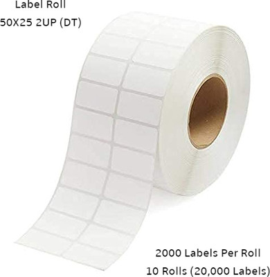 Semana DirectThermal BarcodeLabel 50x25mm(2x1Inch)2UP,2000LabelPerRoll(PackOf 10Rolls) Self Adhesive Paper Label(White)