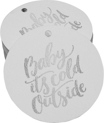 Inkdotpot Baby It's Cold Outside Baby Shower Bottle Tag Silver Foil Favor Pack of 100 No Paper Label(White)