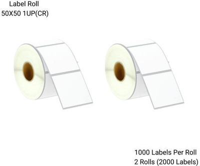 Semana 50X50mm(Chromo)BarcodeLabel1UP,1000LabelsPerRoll(PackOf2Rolls)RibbonRequired Self Adhesive Paper Label(White)