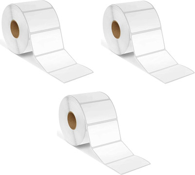labelkart Hot Melt Adhesive (Permanent) Paper Label(White)