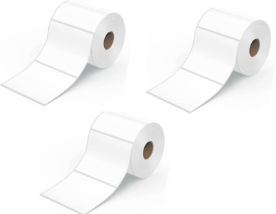 Solitaire 50x50 Non Tearable, 1UP,1 roll of 1000 labels,Pack Of 3,Total 3000 Labels Self Adhesive, Full Gumming Paper Label(White)