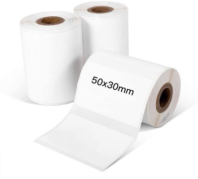ATPOS 50X30MM Direct Thermal Barcode Sticker 500 Labels Per roll Label Paper Roll Self-Adhesive Paper Label(White(Pack of 3))