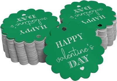 Inkdotpot Pack of 100 Happy Valentine's Day Valentine Favor Paper Tags Craft Silver Foil No Paper Label(Green)