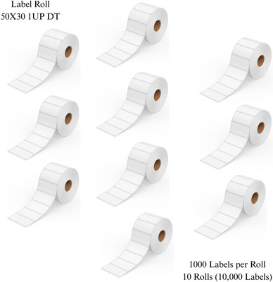 Sunbirds DirectThermalBarcodeLabel50X30mm,1UP,1000LabelPerRoll(PackOf10Rolls-10,000Label) Self Adhesive Paper Label(White)