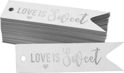 Inkdotpot Silver Foil Love is Sweet Wedding Tags Favor Hang Paper Tags 100 Pieces No Paper Label(White)