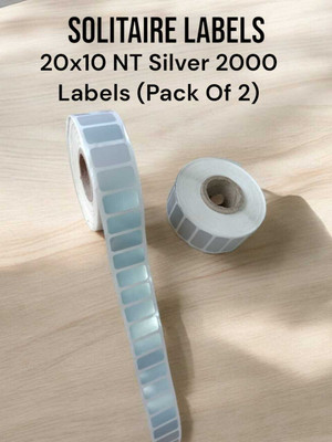 Solitaire 20x10 NT Silver, 1UP, 1 Roll Of 2000 PCs, Glossy, Pack Of 2 Rolls Self Paper Label(Silver)