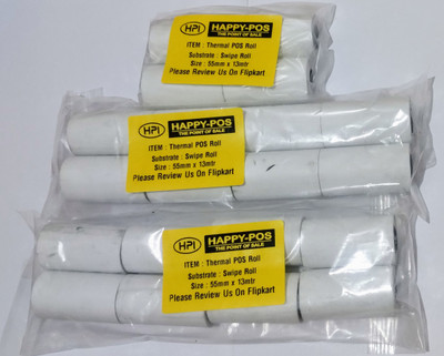 HPI TR-551348 SWIPE MACHINE ROLL SET OF ( 20 ROLLS ) 48 GSM THIN PAPER Thermal Cash Register Paper(55 mm x 13 meter)