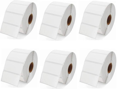 Semana DirectThermal BarcodeLabel 50x25mm,2x1inch,1Up,400 LabelsPerRoll;Pack Of 6 Rolls Self Adhesive Paper Label(White)