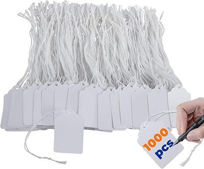 MOREL 1000PCS WHITE PAPER PRICE TAG WITH STRING FOR CLOTHES 4.5X3CM PRICE LABEL. Non-adhesive Paper Label(White)