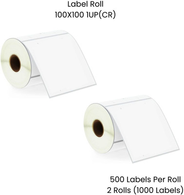 Seeka 100X100mm(Chromo)BarcodeLabel1UP,500LabelsPerRoll(PackOf2Rolls)RibbonRequired Self Adhesive Paper Label(White)