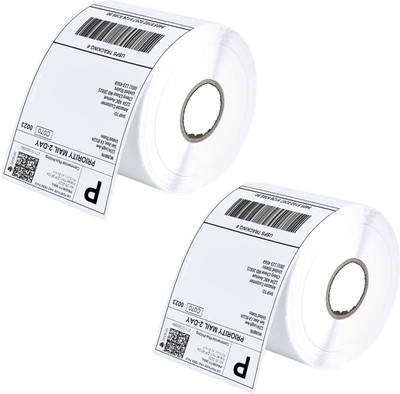 Koki Story Barcode Sticker Roll 100 x 150 mm Pack of 2 D Self Adhesive Paper Label(White)