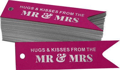 Inkdotpot Silver Foil Hugs & Kisses from The Wedding Tags Favor Hang Paper Tags 100 Pieces No Paper Label(Pink)