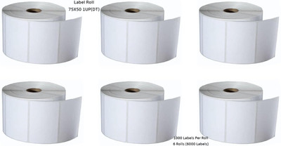 Semana DirectThermal BarcodeLabel 75x50mm(3x2Inch)1UP,1000LabelPerRoll(Pack Of 6Rolls) Self Adhesive Paper Label(White)
