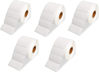 True-Ally 50x25 Non Tearable waterproof-Polyester Glossy premium-1000/Roll-2x1 inch Self Adhesive Sticker for Printing Barcoding(Ribbon required) (pack of 5 Rolls) Paper Label(Pearl White)