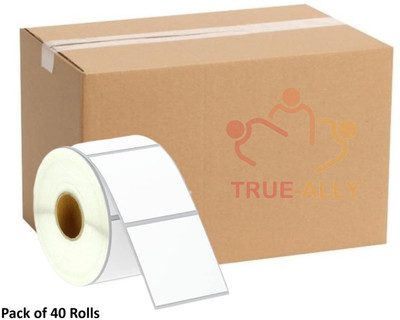 True-Ally Chromo Square Barcode Label Sticker-2x2in 1000 Labels/Roll-Ribbon Require-40Roll Self Adhesive Paper Label(White)