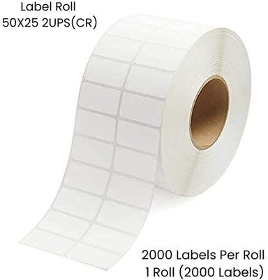 Sunbirds ChromoBarcodeLabel 50X25mm 2UPS,2000LabelsPerRoll(PackOf1Roll)RibbonRequired Self Adhesive Paper Label(White)
