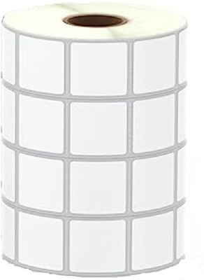 True-Ally Barcode Square Label Sticker-25x25mm-4 Ups-4000 Labels/Roll-White-Pack-20(Chromo Self Adhesive Paper Label(White)