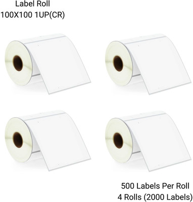 Sunbirds ChromoBarcodeLabel 100X100mm 1UP,500LabelsPerRoll(PackOf4Rolls)RibbonRequired Self Adhesive Paper Label(White)