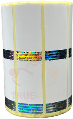 True-Ally 50x25 Holographic Chromo Barcode Label - 2 x 1 inch -2 Ups - 2000 Labels/Roll Genuine Original Siver Hologram Barcode Sticker (1 Roll Per Pack (2000 Labels)) Paper Label(White)