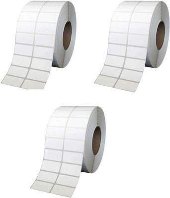 True-Ally 38x25 Direct Thermal Barcode Label Sticker - 1.5 x 1 inch-2 Ups-2000 Labels/Roll White Self Adhesive Sticker for Printing Barcoding (Pack of 3) Paper Label(White)