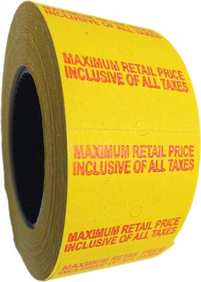 90 Degree 6 pcs Price Tag Label Stickers Yellow Printed MRP Yellow Mrp Printed Price Tag Label for Single Line Machine Labeller for MX 5500 Paper Label(Yellow)