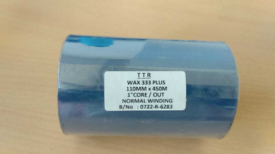 Solitaire 110X450m Solitaire Wax Ribbon for Thermal Printers-Used For Chromo/Paper Labels thermal transfer Paper Label(Black)