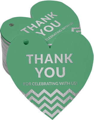 Inkdotpot Silver Foil Thank You for Celebrating with Us Bridal Shower Favor Tag 100 Pcs No Paper Label(Green)