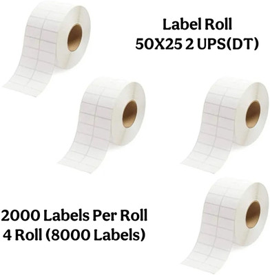 vonatic 50x25MM Direct Thermal Barcode Label Sticker 2x1 inches 2UPS 2000 Labels Per Roll - White Self Adhesive Sticker for Printing Barcoding Paper Label(White)