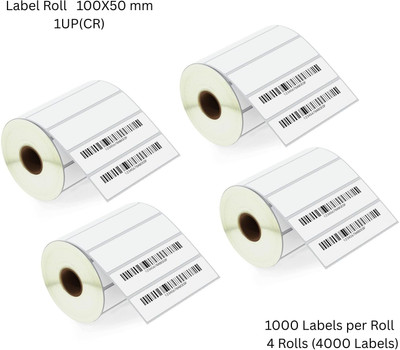 Sunbirds ChromoBarcodeLabel100X50mm1UP,1000LabelsPerRoll(PackOf4Rolls)RibbonRequired Self Adhesive Paper Label(White)