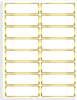 True-Ally Name Tag, Writable Stickers with Metallic Gold Border for various uses-200pcs Permanent Adhesive Paper Label(Golden, White)
