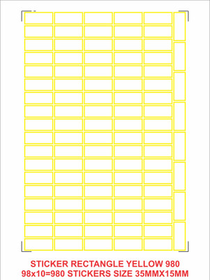 selfadhesive STICKER RECTANGLE YELLOW 980 STICKERS (PACK OF 10 SHEETS) Self-Adhesive Paper Label(Multicolor)