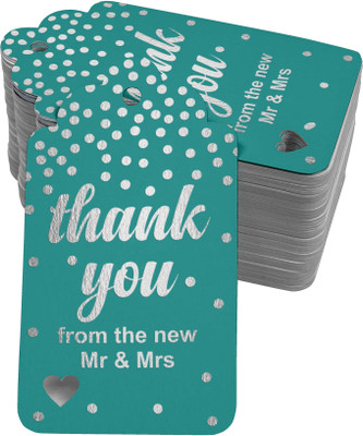 Inkdotpot Silver Foil Paper Hang Tags Thank You from The New Wedding Favor Tags 100 Pieces No Paper Label(Green)