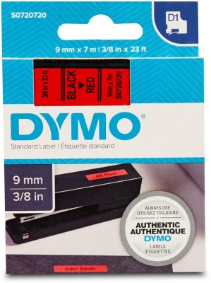 Dymo Authentic D1 Label Black Print on Red Tape 9mm x 7m Adhesive for LabelManager Self Adhesive Paper Label(Black Print, Red Tape)