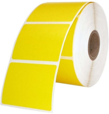 BlackDreams Chromo Barcode Paper Labels Stickers roll Print with Ribbon Self Adhesive Stickers for Barcode Printer (100x100mm(4x4 inch) 1ups 400/roll Paper Label(Yellow)