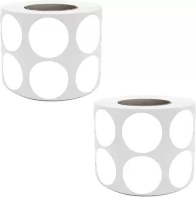 True-Ally 2 rolls of 1 inch / 25mm Chromo Round Circle Dot Barcode Label 2000/Roll - Self Adhesive Sticker for Printing or Writing Barcoding Paper Label(White)