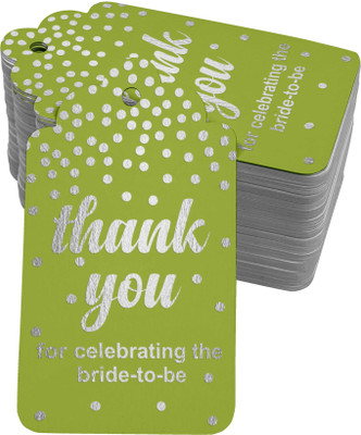 Inkdotpot Silver Foil 100 Pices Thank you for Celebrating The Mother to Be Baby Shower Tag No Paper Label(Green)