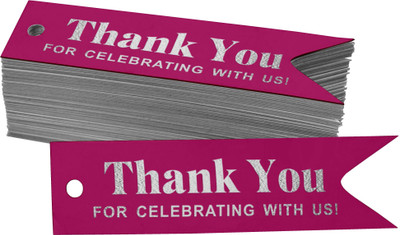 Inkdotpot Thank You for Celebrating with Us Bridal Shower Silver Foil Tags Pack of 100 No Paper Label(Pink)