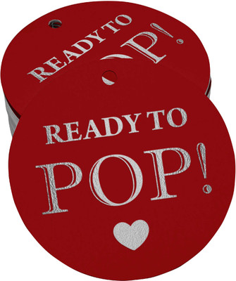 Inkdotpot Ready to Pop Baby Shower Bottle Tag Silver Foil Favor Hang Tags Pack of 100 No Paper Label(Red)