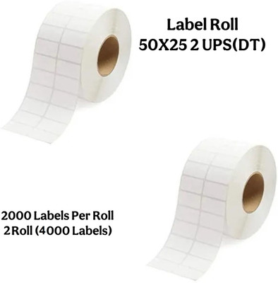 vonatic 50x25MM Direct Thermal Barcode Label Sticker 2x1 inches 2UPS 2000 Labels Per Roll - White Self Adhesive Sticker for Printing Barcoding Paper Label(White)