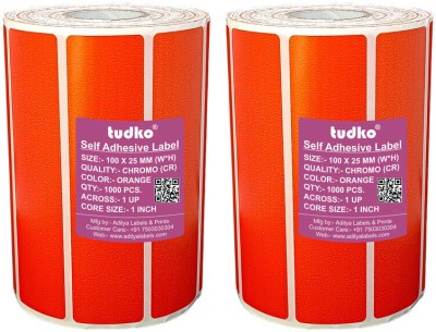 tudko 100 X 25 mm Self adhesive barcode Paper Label(Orange)