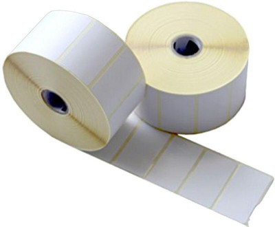 BlackDreams Paper Label Stickers 50 x 25mm self adhesive Label/Stickers Chromo Plain White 1 Inch core Inside Winding 1 ups 1750 Labels/Roll for all Desktop Printer etc. Paper Label(White)