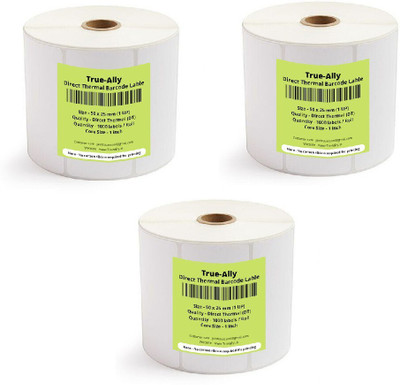 True-Ally 50x25 Direct Thermal Barcode Label Sticker - 2 x 1 inches - 50mm x 25mm 1000 Labels Per Roll - White Self Adhesive Sticker for Printing Barcoding Paper Label(White)